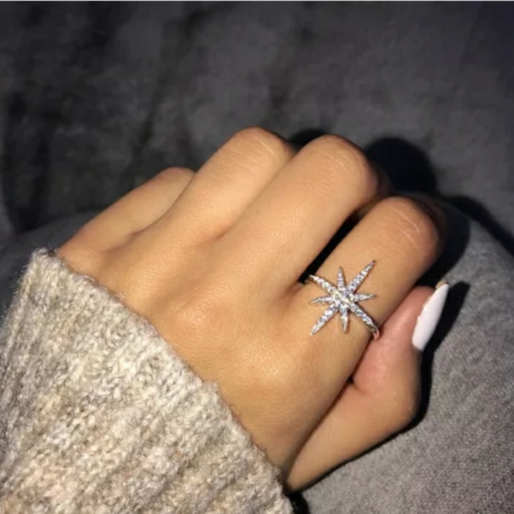 New Silver North Star Ring